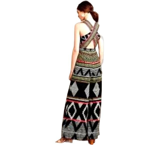 Anthropologie Pants - Anthropologie Elevenses Tribal Jumpsuit Wide-Leg Cross Front Pockets Size 6